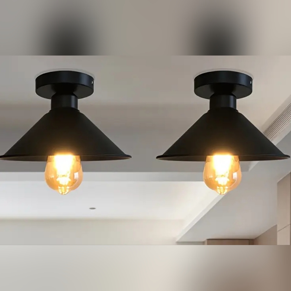 2pc Black Farmhouse Ceiling Light Fixtures